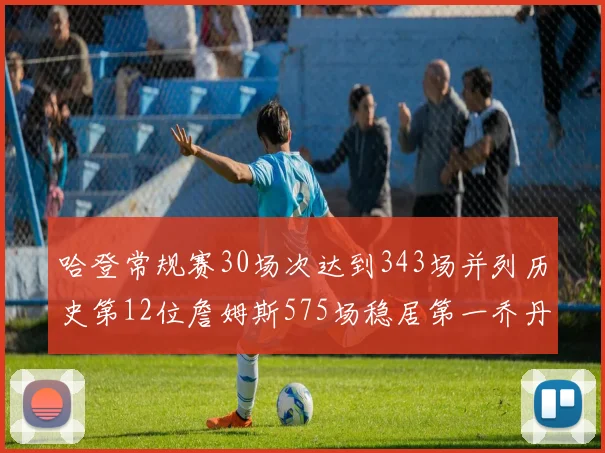 哈登常规赛30场次达到343场并列历史第12位詹姆斯575场稳居第一乔丹紧随其后